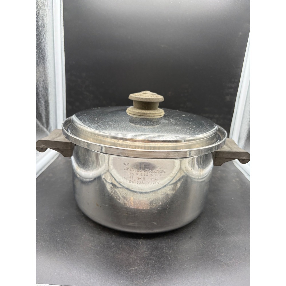 Saladmaster Stainless Steel 18-8 Tri-Clad Stock Pot with Vapo-Valve Lid Vintage